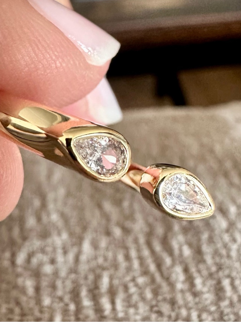 Gold-Tone Teardrop/Pear Cubic Zirconia Open End Ring